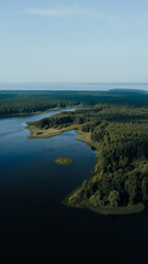 Fototapeta na wymiar Beautiful aerial view of the landscape river in Russia. River Volga