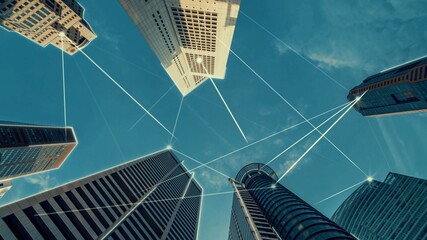Smart digital city with globalization abstract graphic showing connection network . Concept of...