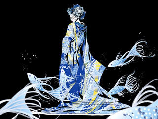 Japanese Kimono_fishfly_blue