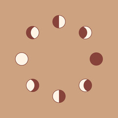 Moon phases. Vector collection. Contemporary illustration.