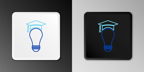 Line Light bulb and graduation cap icon isolated on grey background. University Education concept. Colorful outline concept. Vector