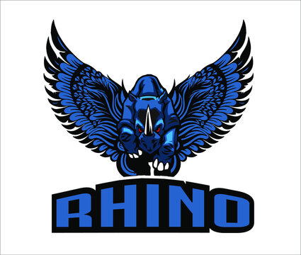 vector image of flying winged rhino illustration
