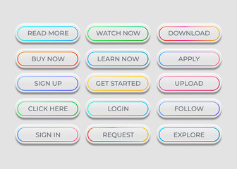 Simple web buttons pack with different color