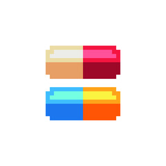 Сapsule pills pixel art icon. Isolated vector illustration. 8-bit sprite. Design stickers, logo, mobile app.