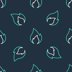 Line Fire flame icon isolated seamless pattern on black background. Heat symbol. Vector