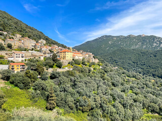 Fototapeta na wymiar Le village d'Olmeto, en Corse