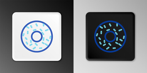 Obraz premium Line Donut with sweet glaze icon isolated on grey background. Colorful outline concept. Vector
