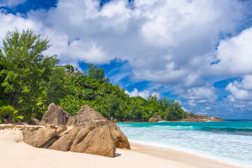 Naklejka premium Anse Intendance beach on Mahe island, Seychelles