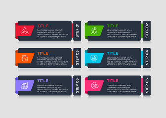 Template infographic design with 6 steps