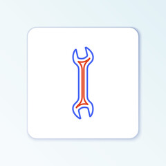 Line Wrench icon isolated on white background. Spanner repair tool. Service tool symbol. Colorful outline concept. Vector