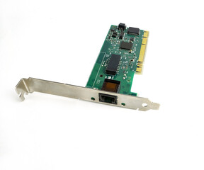Network card for computer, LAN card. Component of a modern computer