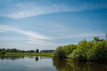 Rural river and blue sky