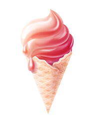 Realistic ice cream dessert 3D chocolate