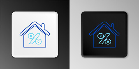 Line House with percant discount tag icon isolated on grey background. House percentage sign price. Real estate home. Credit percentage symbol. Colorful outline concept. Vector