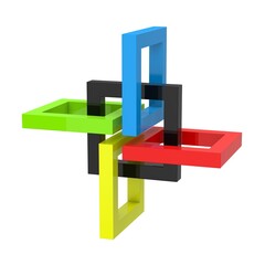 3d shapes. Astract cube logo design. Stylish 3d abstract shape. Colored abstraction. 3D illustration.