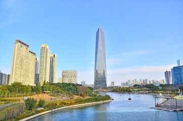 Buildings in Songdo Central Park, Incheon, Korea
