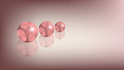 Sample poster. 3D bronze spherical empty dice with reflection