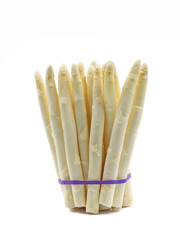 Fresh white asparagus bunch isolated on white background