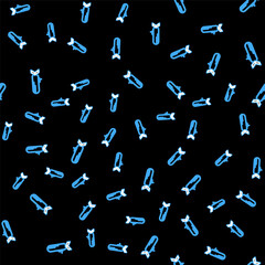 Line Submarine icon isolated seamless pattern on black background. Military ship. Vector