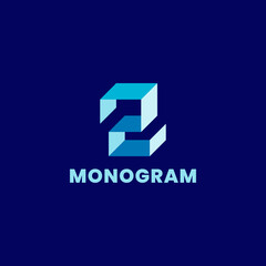 Simple and minimalist 3d colorful isometric letter Z monogram initial logo