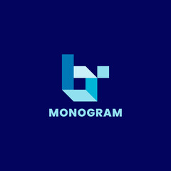 Obraz premium Simple and minimalist 3d colorful isometric letter B monogram initial logo