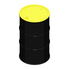 Blank realistic black oil barrel with yellow cap