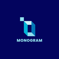 Simple and minimalist 3d colorful isometric letter O monogram initial logo