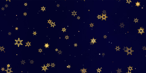 Obraz na płótnie Canvas Gold Falling Snowflakes seamless pattern.