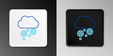 Line Cloud with snow icon isolated on grey background. Cloud with snowflakes. Single weather icon. Snowing sign. Colorful outline concept. Vector