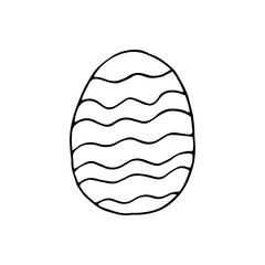 Easter egg. Doodle. Vector. Hand-drawn illustration. Coloring. Black and white outline. Silhouette.