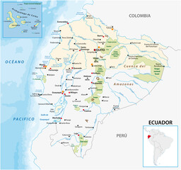 vector map of the republic of ecuador - obrazy, fototapety, plakaty