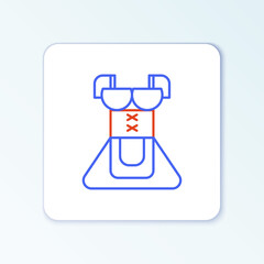 Line Traditional Oktoberfest folk costume for women called dirndl icon isolated on white background. Traditional Bavarian clothing. Colorful outline concept. Vector