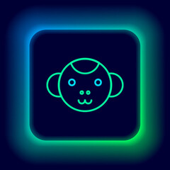 Glowing neon line Monkey zodiac sign icon isolated on black background. Astrological horoscope collection. Colorful outline concept. Vector