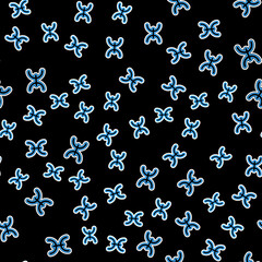 Line Pisces zodiac sign icon isolated seamless pattern on black background. Astrological horoscope collection. Vector