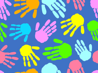 Obraz premium Colorful Hand Prints Seamless Background