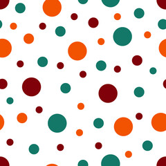 Seamless pattern. White background with colorful circles . Vector illustration.
