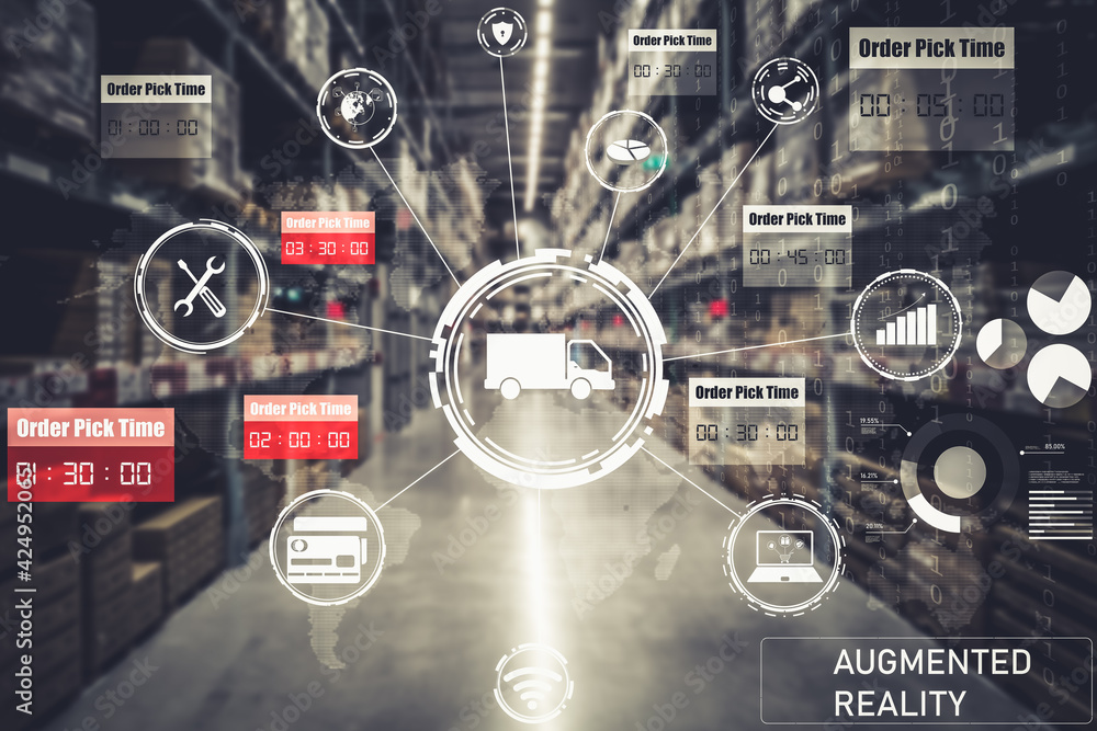 Poster smart warehouse management system using augmented reality technology to identify package picking and