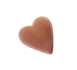 Tasty heart shaped chocolate candy isolated on white, top view. Valentine's day celebration
