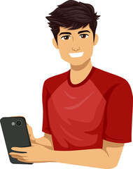 Teen Boy Hispanic Mobile Phone Illustration