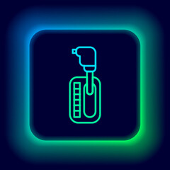 Glowing neon line Gear shifter icon isolated on black background. Transmission icon. Colorful outline concept. Vector