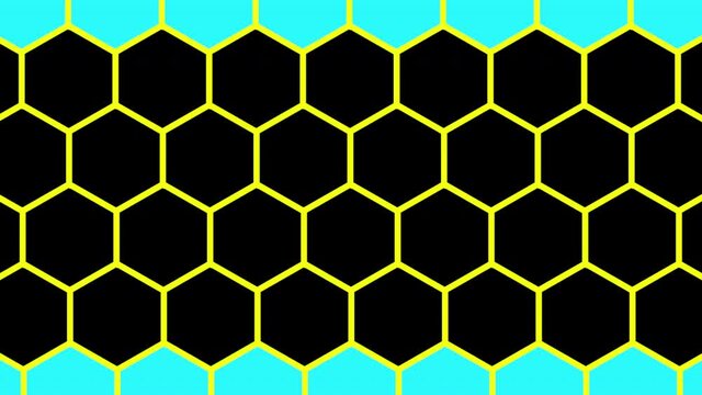 Abstract animation of yellow hexagon