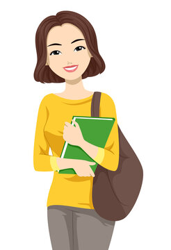smiling student holding green book clip art preview