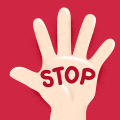 Hand Kid Stop Word Illustration