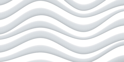 White wavy 3D background. Vector illustration warped stripes. Festive banner realistic style. Backdrop with flow waves. Striped texture. Elegant decoration. Design poster, flyer, wallpaper.