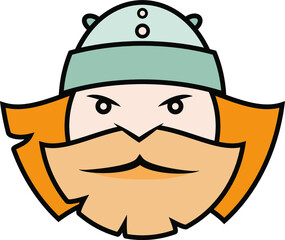 old red-haired bearded viking slav in a helmet made of steel