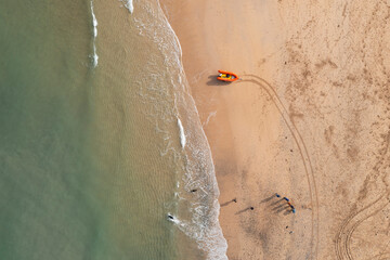 Aerial photograph of Harlyn Bay, near Padstow, Cornwall, England.