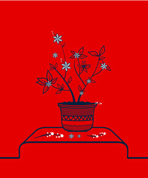 Flower plant vector drawing