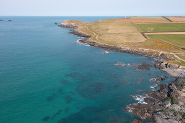 Aerial photograph of Trevose Lighthouse near Padstow, Cornwall, England.