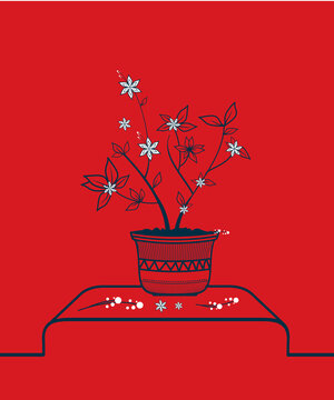 Flower plant vector drawing