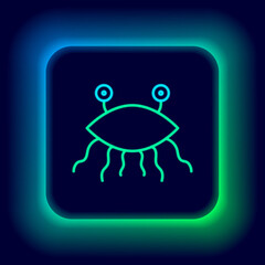 Glowing neon line Pastafarianism icon isolated on black background. Colorful outline concept. Vector